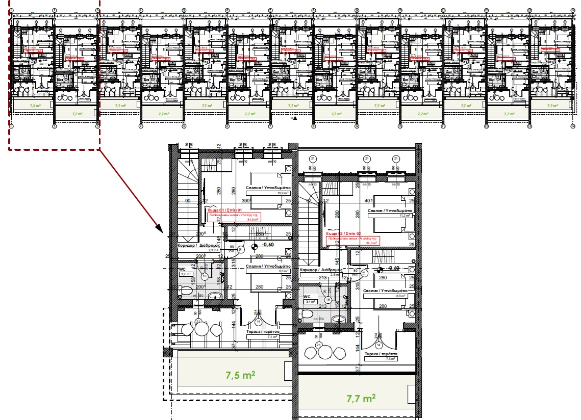 Villa loft floor plan 39m2 - Beachside Resort Iraklea architectural drawing